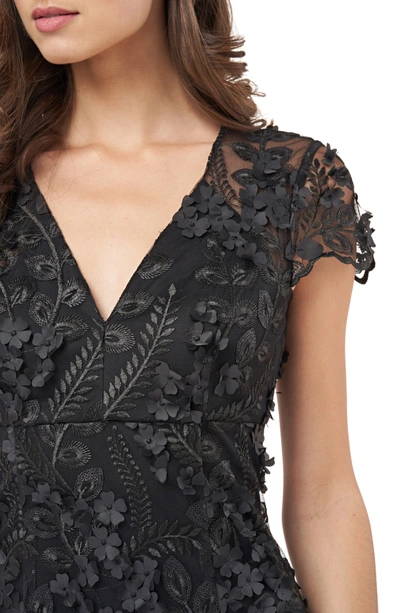 Shop Carmen Marc Valvo Infusion Petals Embellished Cocktail Dress In Black