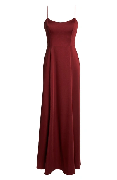 Shop Jenny Yoo Aniston Luxe Crepe Trumpet Gown In Cranberry