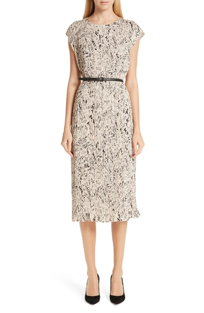 Shop Max Mara Rino Print Plissé Dress In Albino