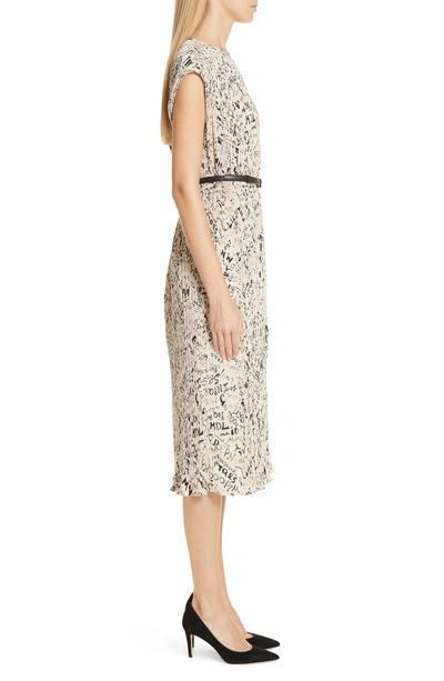 Shop Max Mara Rino Print Plissé Dress In Albino