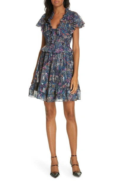 Shop Rebecca Taylor Giverney Fleur Dress In Amethyst Combo