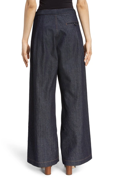 Shop Y's Side Button Wide Leg Jeans In Indigo