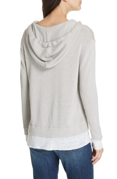 Shop Brochu Walker Contrast Detail Cotton & Cashmere Hoodie In Salt Grey Melange