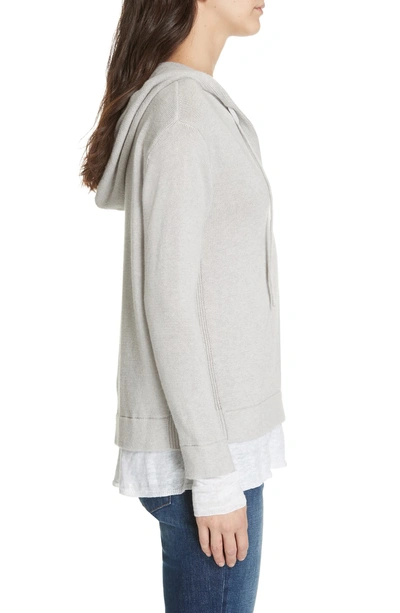 Shop Brochu Walker Contrast Detail Cotton & Cashmere Hoodie In Salt Grey Melange