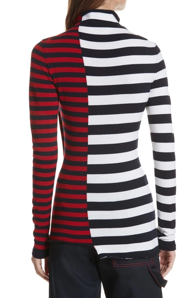 Shop Monse Half & Half Stripe Wool Sweater In White/ Red/ Navy