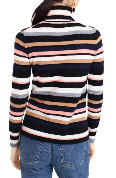 Shop Jcrew Everyday Cashmere Stripe Turtleneck Sweater In Multi Rose