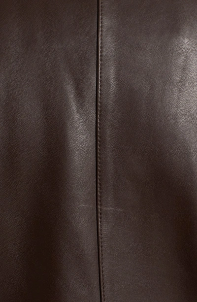 Shop Cole Haan Leather Moto Jacket In Deep Espresso