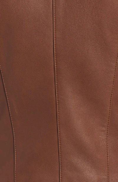 Shop Cole Haan Leather Moto Jacket In Chestnut