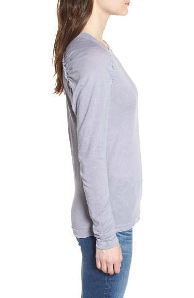 Shop Stateside Gathered Long Sleeve Cotton Tee In Silver