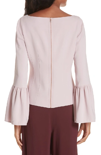 Shop Tibi Stretch Suiting Bell Sleeve Top In Pink Lilac