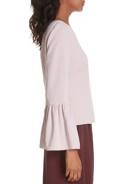 Shop Tibi Stretch Suiting Bell Sleeve Top In Pink Lilac