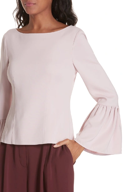 Shop Tibi Stretch Suiting Bell Sleeve Top In Pink Lilac