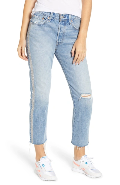 Shop Levi's 501 High Waist Embellished Crop Jeans In Diamond In The Rough