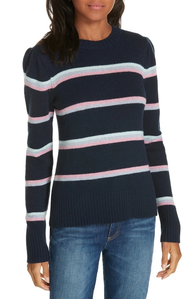 Shop La Vie Rebecca Taylor Stripe Wool Blend Sweater In Navy Combo