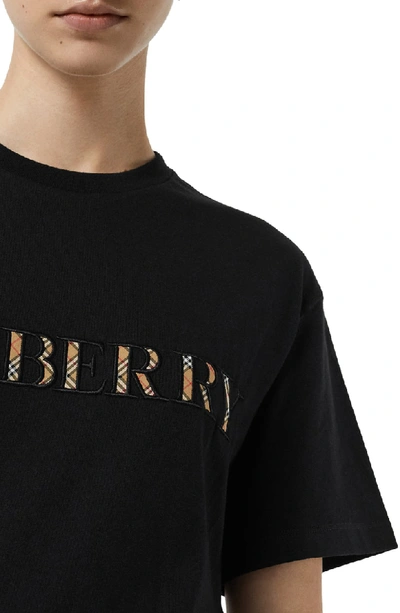 Shop Burberry Sabeto Check Logo Tee In Black