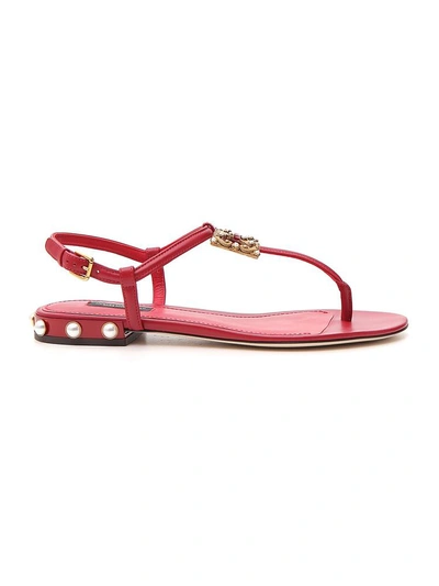 Shop Dolce & Gabbana Dg Amore Logo Sandals In Red