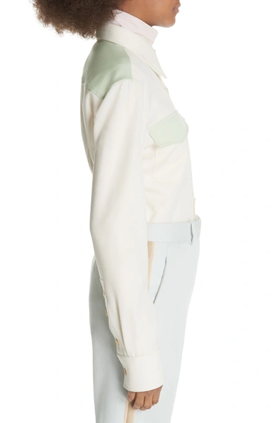 Shop Calvin Klein 205w39nyc Marching Band Shirt In Cream/ Light Green