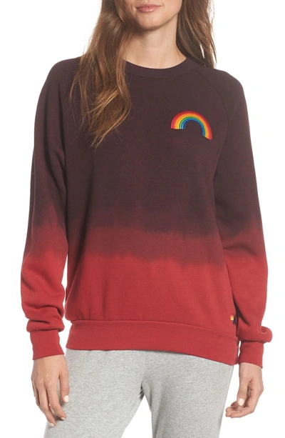 Shop Aviator Nation Rainbow Fade Crewneck Sweatshirt In Red / Charcoal