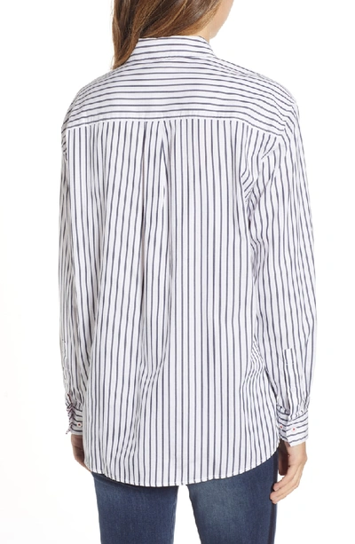 Shop Tommy Jeans Tjw Double Sided Stripe Shirt In Black Iris / Bright White