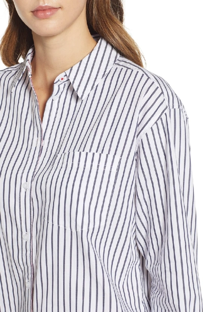 Shop Tommy Jeans Tjw Double Sided Stripe Shirt In Black Iris / Bright White