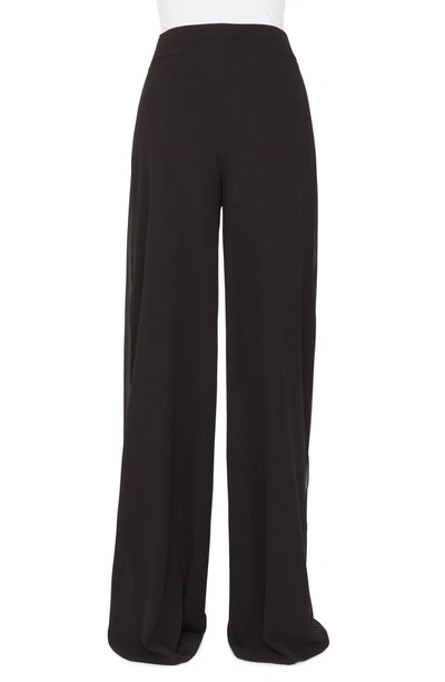 Shop Akris Split Front Silk Palazzo Pants In Black