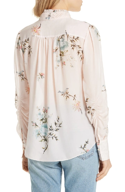 Shop Joie Elzie Print Silk Blouse In Rose Bud