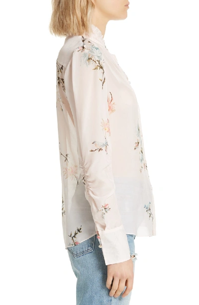 Shop Joie Elzie Print Silk Blouse In Rose Bud