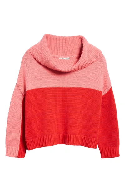 Shop Alice And Olivia Bryant Colorblock Sweater In Rose/ Cherry