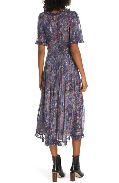 Shop Rebecca Taylor Giverny Metallic Detail Silk Chiffon Dress In Amethyst Combo