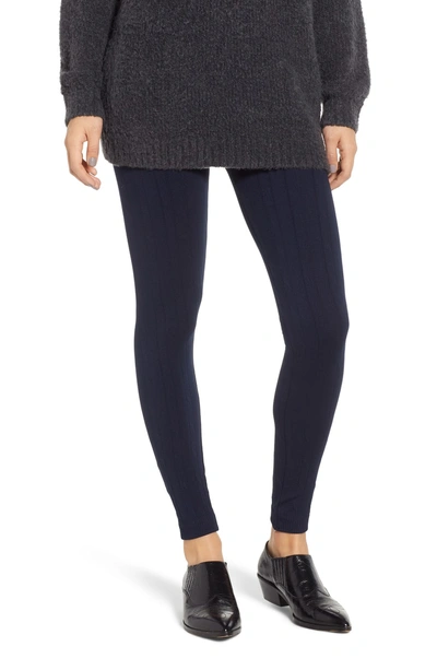 Shop Hue Brushed Cable Leggings In Navy