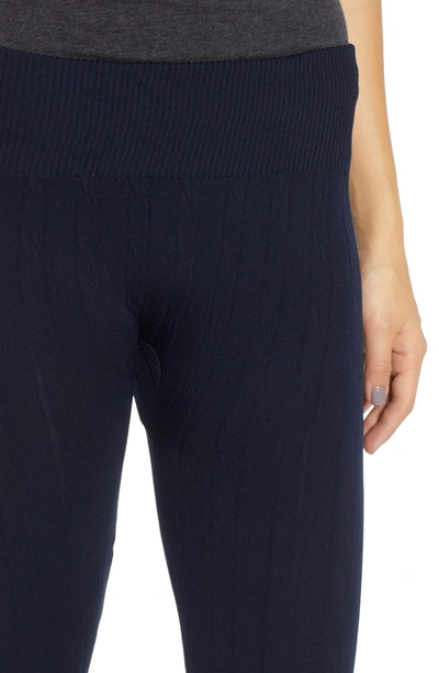 Shop Hue Brushed Cable Leggings In Navy