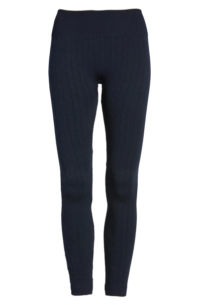 Shop Hue Brushed Cable Leggings In Navy