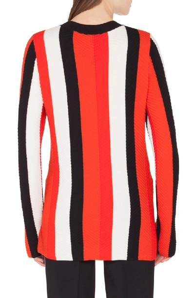 Shop Akris Punto Stripe Knit Pullover In Rosso Forte-crema-nero