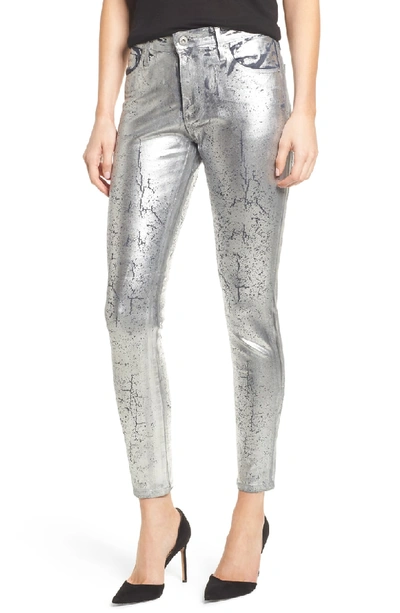 Shop Ag Farrah High Waist Ankle Skinny Jeans In Iced Silver