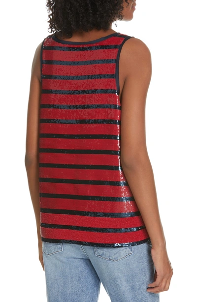 Shop Polo Ralph Lauren Stripe Sequin Tank Top In Red/ Navy Stripe
