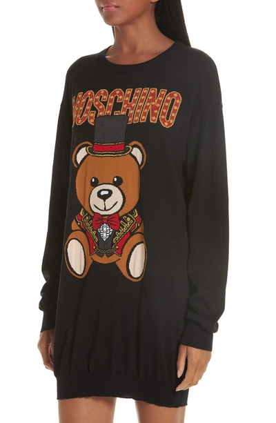 Shop Moschino Circus Teddy Sweater Dress In Black