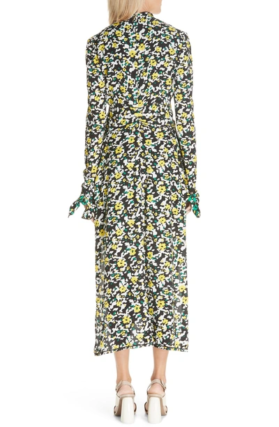 Shop Proenza Schouler Floral Print Knotted Midi Dress In White Wildflower