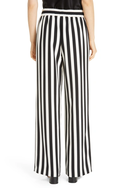 Shop Alice And Olivia Benny Stripe Wide Leg Pants In Black/ Soft White