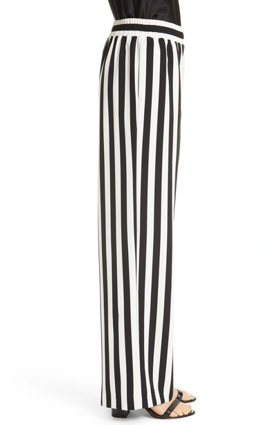 Shop Alice And Olivia Benny Stripe Wide Leg Pants In Black/ Soft White