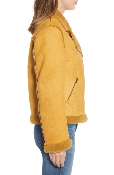 Shop Somedays Lovin Lovers Dance Faux Shearling Aviator Jacket In Golden Spice