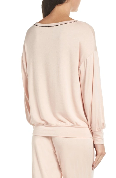 Shop Eberjey Freja Ringer Sweatshirt In Pink Tint