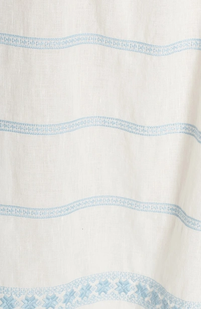 Shop Tory Burch Embroidered Linen & Cotton Cover-up Dress In New Ivory / Seltzer