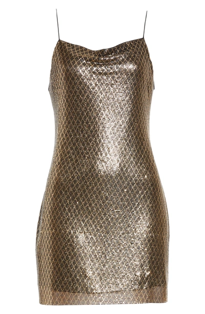 Shop Alice And Olivia Harmony Chain Mail Silk Minidress In Black/ Gold