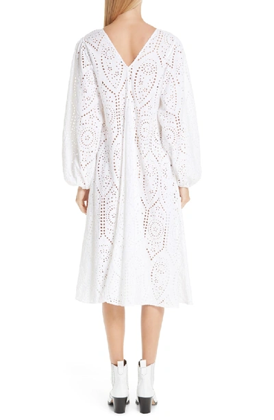 Shop Ganni Broderie Anglaise Dress In Bright White 151