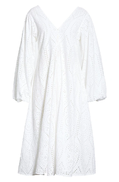 Shop Ganni Broderie Anglaise Dress In Bright White 151