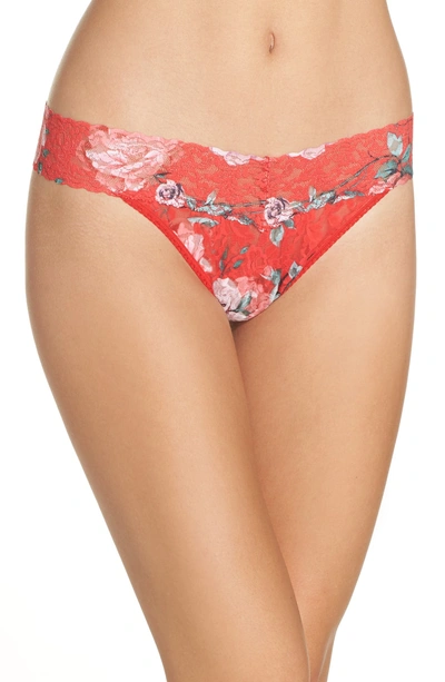 Shop Hanky Panky Holiday Blossom Original Rise Thong In Red Multi