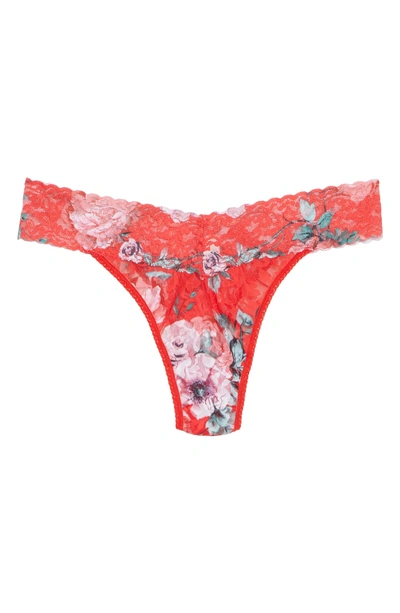 Shop Hanky Panky Holiday Blossom Original Rise Thong In Red Multi