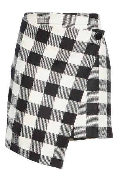 Shop Milly Check Wrap Skirt In White/ Black