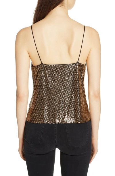 Shop Alice And Olivia Harmon Chain Mail Drapey Camisole In Black/ Gold