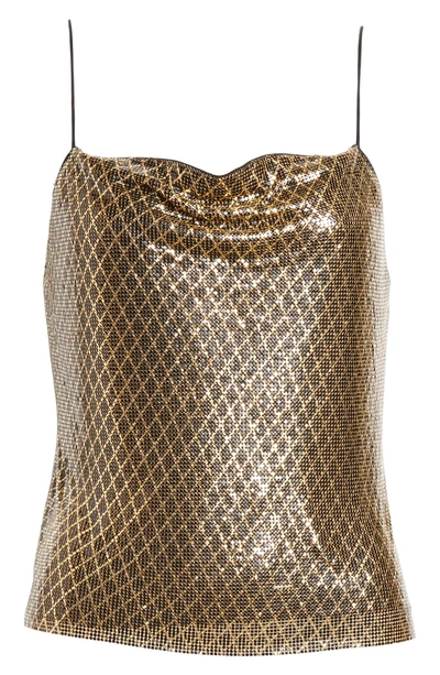 Shop Alice And Olivia Harmon Chain Mail Drapey Camisole In Black/ Gold